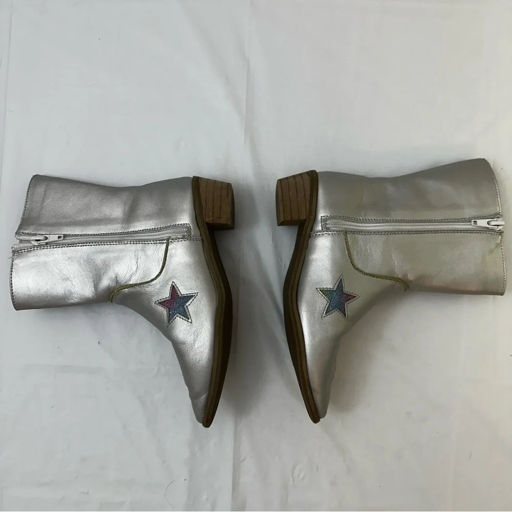 Lola‎ + The Boys Kids Silver Metallic Rainbow Glitter Star Cowboy Boots Size 31